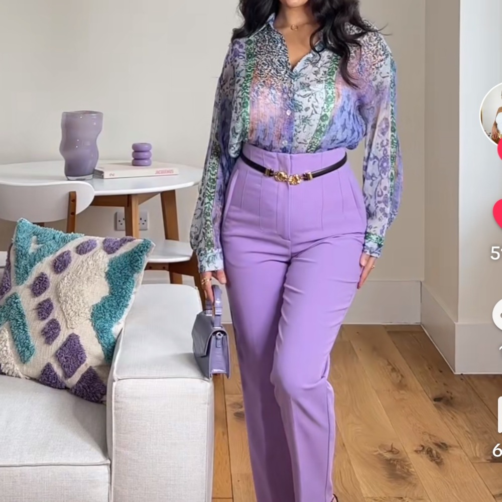 Zara Patchwork Print Lavender Green Paisley Shirt